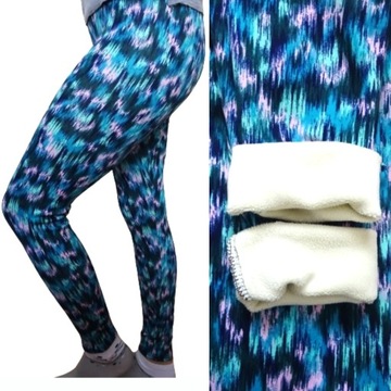 Legginsy ocieplane dziewczęce THERMO polar futerkiem GETRY spodnie 158-164