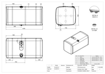 НОВЫЙ АЛЮМИНИЕВЫЙ ТОПЛИВНЫЙ БАК SCANIA 620L 1902455