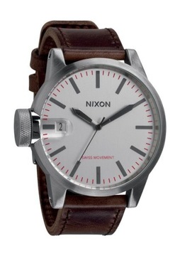 NIXON CHRONICLE SILVER BROWN DUŻY ZEGAREK PREZENT