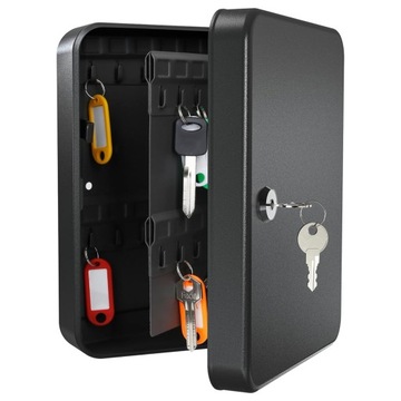 Коробка Шкаф Шкатулка Сейф для ключей с замком, металлический размер XL + 48 подвесок