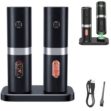 2x mlýnek na pepř a sůl elektrický set solnička pepřenka černá