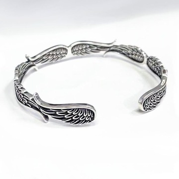 Bransoletka srebrna 925 Skrzydła Wzór Prezent plus pierścionek skrzydła