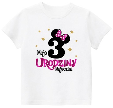 Koszulka URODZINY 3 LATA MYSZKA MINNIE IMIĘ r. 98
