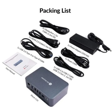 KVM-переключатель iDock C10, 2 хоста USB-C, USB 3.0, 2 монитора 4K, мощность 60 Вт, до 165 Гц