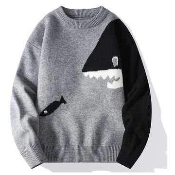 Mens Fashion Crewneck Cartoon Pullover Sweater Kni
