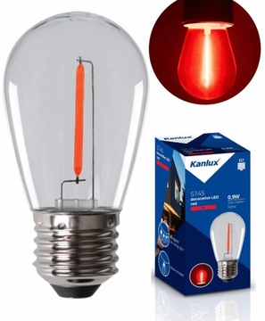 Kanlux Żarówka LED Filament E27 ST45 0,9W Czerwona