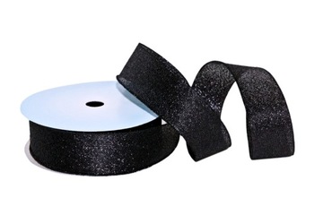 WSTĄŻKA BROKATOWA METALICZNA 4cm/10m CZARNA