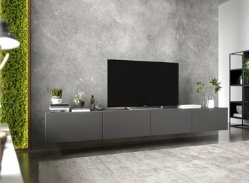 Подвесная тумба под телевизор Лофт графит комод под ТВ 240см