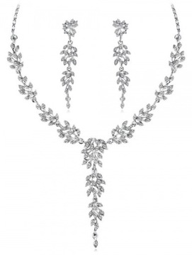 НАБОР ЮВЕЛИРНЫХ ИЗДЕЛИЙ - колье с ЦИРКОНИЯМИ. СВАДЕБНЫЕ УКРАШЕНИЯ серьги