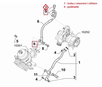 Винт турбокомпрессора с отверстием под шайбу Fiat Alfa Lancia 1.4 Turbo T-jet