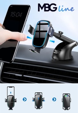 MOCNY UCHWYT SAMOCHODOWY NA TELEFON ŁADOWARKA INDUKCYJNA BEZPRZEWODOWA AUTO