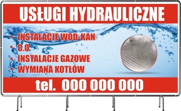 BANER REKLAMOWY 2x1 m projekt gratis USŁUGI HYDRAULICZNE duży wybór