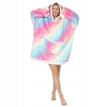 para piżama BLUZA KOC CIEPŁA OVERSIZE Z KAPTUREM