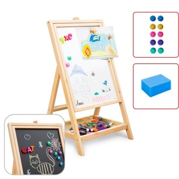 Dwustronna tablica kredowa, suchościeralno-magnetyczna dla dziecka 80 cm