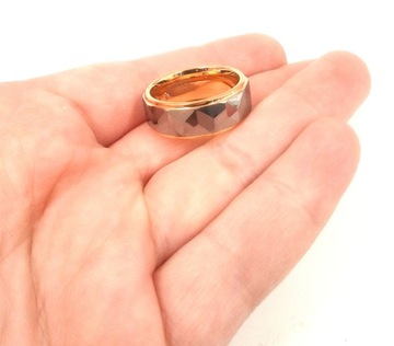 Pierścień Sygnet Obrączka Wolfram szaro-złota