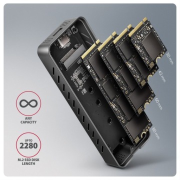 AXAGON EEM2-20G, USB-C 20 Гбит/с - M.2 NVMe SSD металлический бокс ARMORED