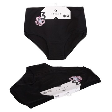 ЧЕРНЫЕ ЖЕНСКИЕ ТРУСЫ ИЗ ГЛАДКОГО ХЛОПКА С ЦВЕТОМ МОРАХ, 3 ПАКЕТА - XXL