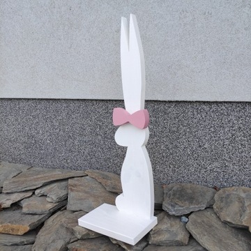 ЗАЯЦ С БАНТОМ 32 СМ ПАСХАЛЬНЫЙ КРОЛИК ДЕРЕВЯННАЯ ФИГУРКА УКРАШЕНИЯ ОРНАМЕНТА