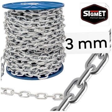 Łańcuch gospodarczy METALOWY OCYNK D1 krótkie ogniwo 3mm 1MB ROLKA 100m