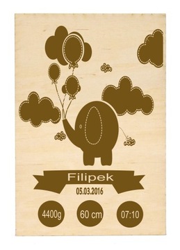 Prezent narodziny metryczka tabliczka daty grawer