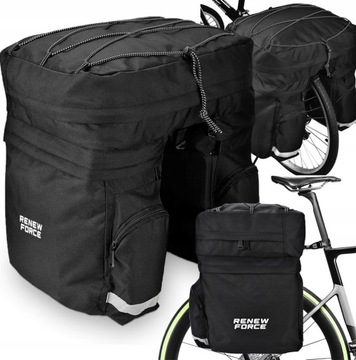 TORBA SAKWA ROWEROWA NA BAGAŻNIK ROWER DUŻA KUFER ODBLASK TYLNA 3 KOMORY