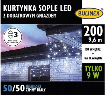 KURTYNA BULINEX SOPLE 200LED W/Z 9,6mb ZIMNY MIX