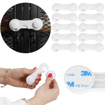 10x ЗАМОК НАДЕЖНЫЙ ДЛЯ ДВЕРЕЙ ХОЛОДИЛЬНИКА, ЯЩИКОВ ШКАФА, МЕБЕЛИ 3М БЕЛЫЙ