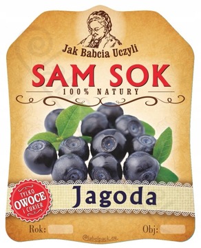 Etykieta Sok Jagoda. Naklejki na butelki