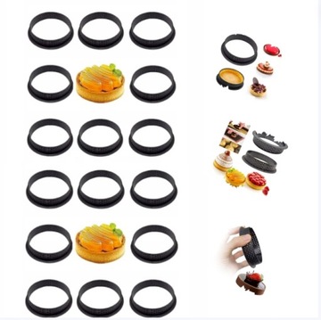FOREMKI DO TARTY PIECZENIA TARTALETEK RANT PERFOROWANY 16SZT FORMA RING 8CM