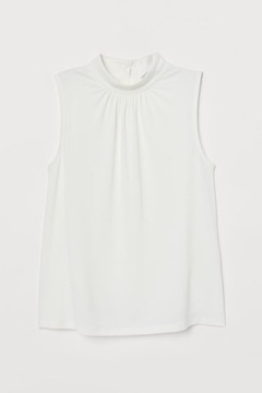 Top bluzka ze stójką biała bez rękawów H&M Rozm.L
