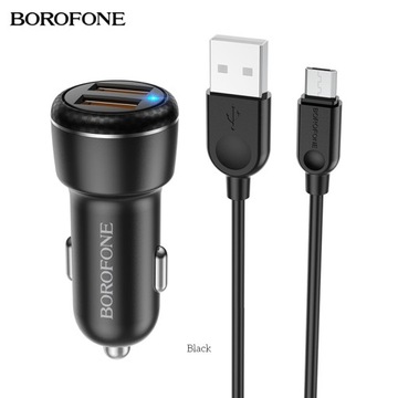 BZ17 Зарядное устройство 2USB QC3.0 3A 18W LED + микрокабель