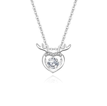 Naszyjnik damski srebrny 925 wisiorek jeleń moissanite diamentowy prezent