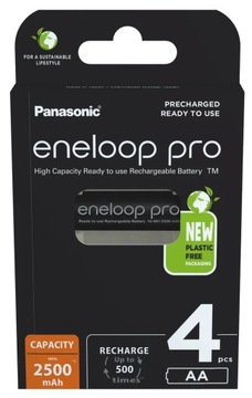 Akumulatorki AA Eneloop R6 Panasonic PRO EKO 2500mAh BK-3HCDE/4BE 4 sztuki