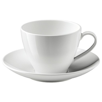 FILIŻANKA ZE SPODKIEM IKEA VARDERA 360ml BIAŁA
