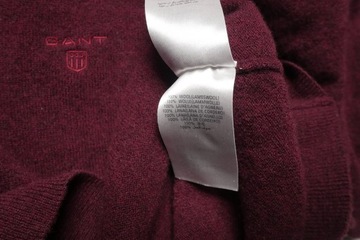 Gant sweter v-neck bordowy wełna wełniany męski XL