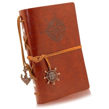 SKÓRZANY NOTES DZIENNIK NOTATNIK PAMIĘTNIK PODRÓŻNIKA VINTAGE MAŁY BRĄZOWY
