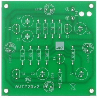 Błękitno-biały mrygacz, AVT720 PCB