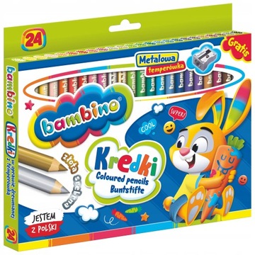 Карандашные мелки 24 цвета BAMBINO Толстые