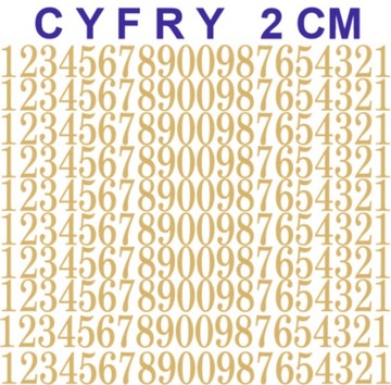 NAKLEJKI CYFRY, LICZBY 2 CM ZŁOTO ŻÓŁTE 200 sztuk