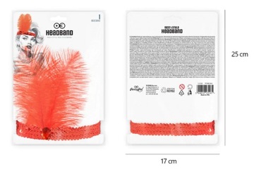 opaska na głowę z piórkiem lata 20 retro karnawał do stroju czerwona