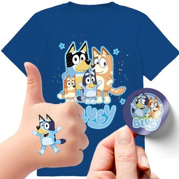 ZESTAW KOSZULKA + TATUAŻE NAKLEJKI BLUEY BLUE 152