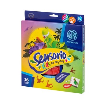 Lekka Masa Plastyczna Astra Dinozaury Sensorio Kids 16 Kolorów Air Dry Clay