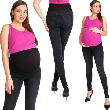 SPODNIE CIĄŻOWE JEANS RURKI ROZ XL CZARNY