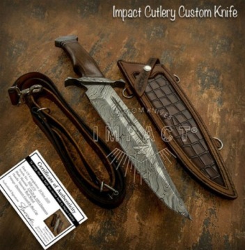 Охотничий нож IMPACT большой Bowie Rambo DAMASCUS сталь DAMAST DM 521