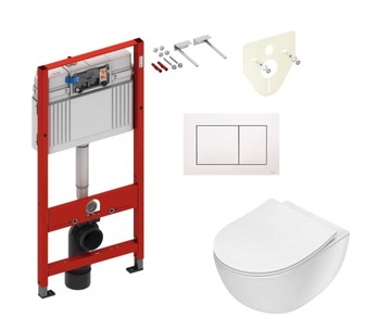 STELAŻ WC TECE biały przycisk+misa rimless Deante