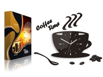 Kuchenny zegar ścienny Filiżanka Coffe Time WENGE