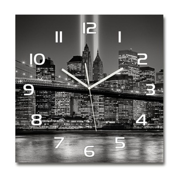 Cichy szklany zegar Manhattan Nowy Jork 60x60 cm