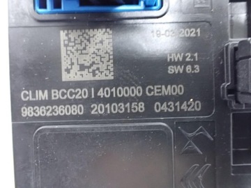 MODUL ŘÍZENÍ KLIMATIZACE 9836236080 OPEL CORSA F 21R