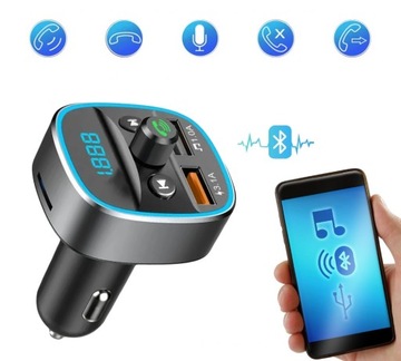 FM-ПЕРЕДАТЧИК BLUETOOTH 5.0 ЗАРЯДНОЕ УСТРОЙСТВО QC 3.0 2x USB USB-C 20 Вт RGB