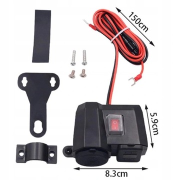 РАЗЪЕМ ПРИкуривателя МОТОЦИКЛА ВОЛЬТМЕТР 2xUSB 5V2A